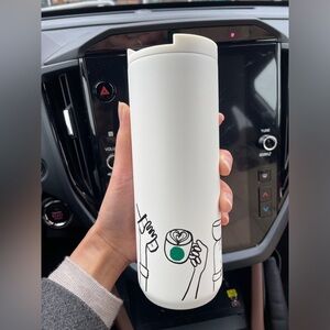 NEW Starbucks Coffee For All Stainless Steel White Cheers Tumbler 16oz